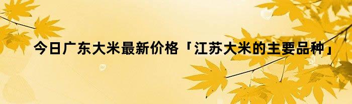 今日广东大米最新价格「江苏大米的主要品种」